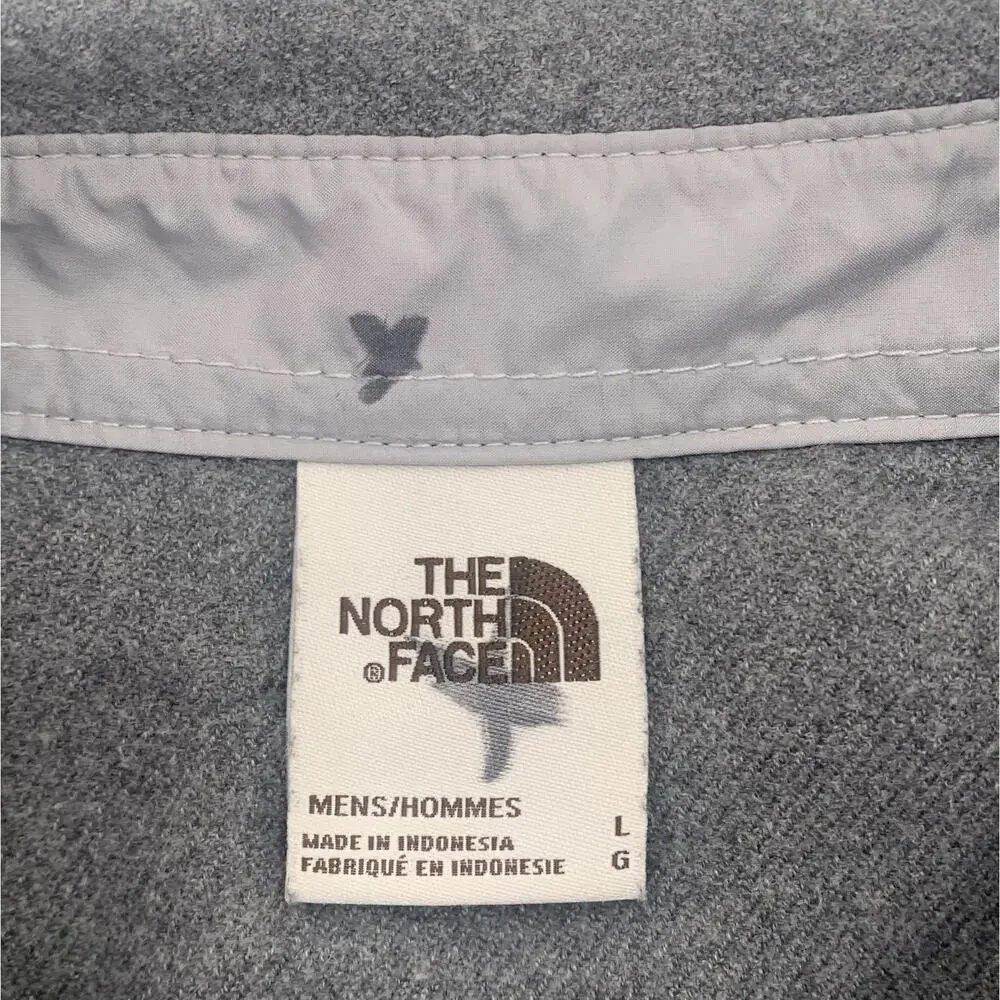 The North Face Arroyo Flannel Shirt Men Large TNF Grey Heather Solid Pockets EUC